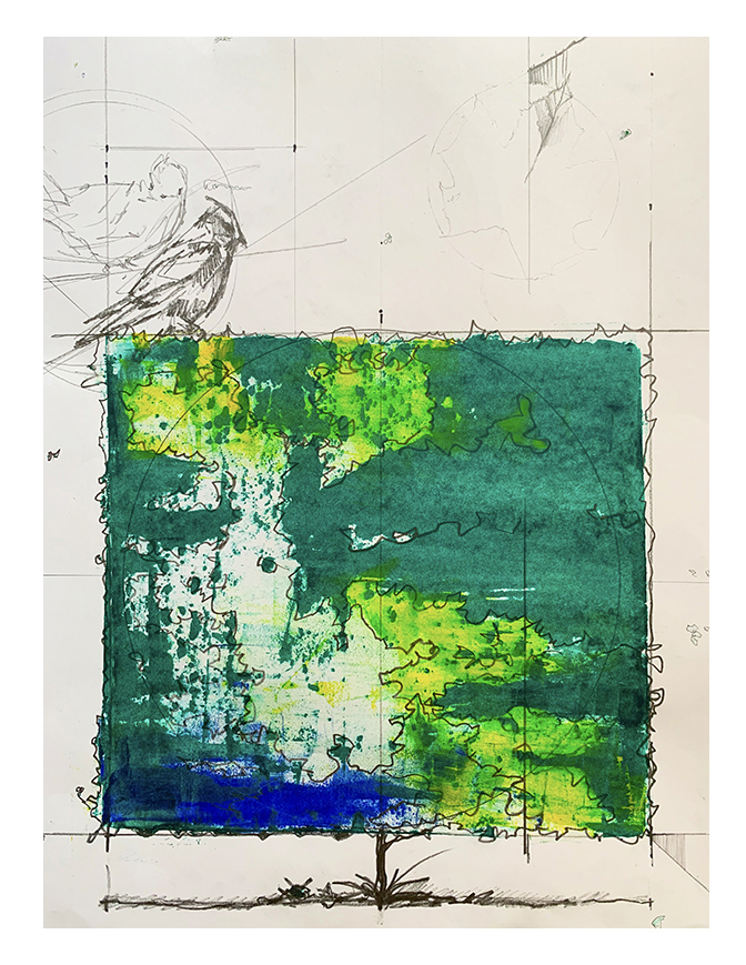Spring Beauty Oil and Pencil on art paper 